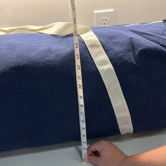 VINTAGE Athletic Bag Company “BRENTWOOD FOOTBALL” Canvas Duffel Bag Navy & White - Picture 13 of 16